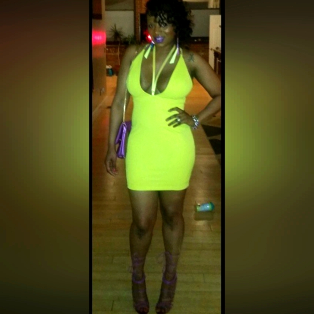 Sexy Neon yellow mini dress